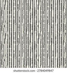 Black And White Glitch Mottled Stripes Pattern. Seamless Background