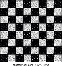 black and white glitter mosaic square pattern background
