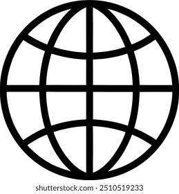 Icono de globo blanco y negro sobre un fondo blanco