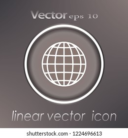 Black and white globe earth icons set. Different design. Vector illustration