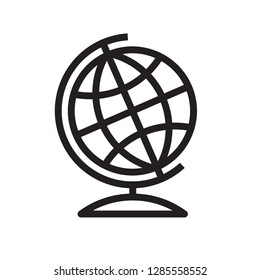black and white globe icon isolated on white vector drawing
