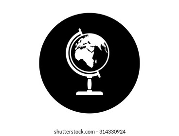 Black and white globe icon on white background      