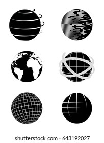 Black and white Globe Icons