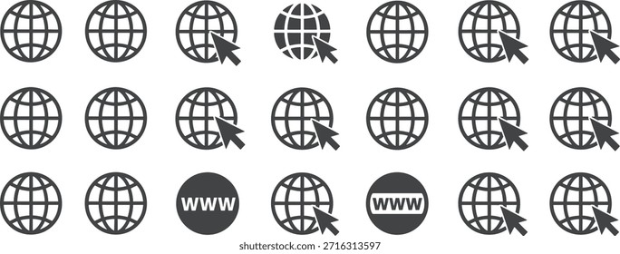 Globo blanco y negro con y sin punteros de ratón y www texto