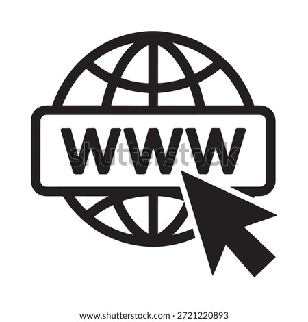 Black and white globe with www text and cursor