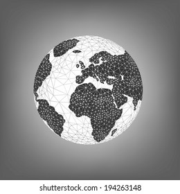 Black White Globes Ocean Earth Editable Vector 