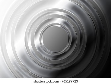 Black and white glossy metallic circles abstract background. Vector design