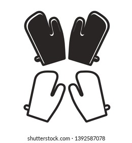 black and white gloves isolated on white vector illustration