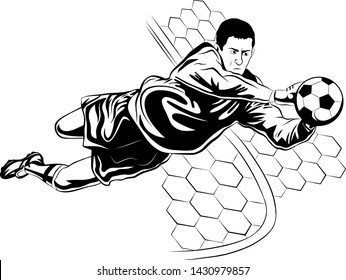 black and white goalkeeper with ball