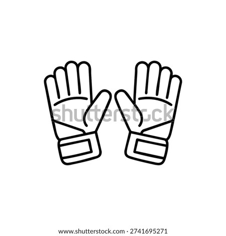 Black and white goalkeeper gloves icon football goalkeeper equipment minimal vector illustration