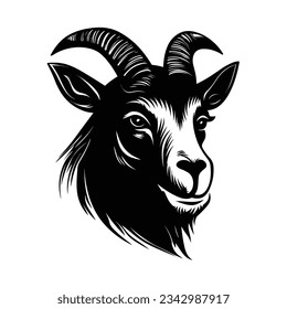 Black And White Goat Head Silhouette