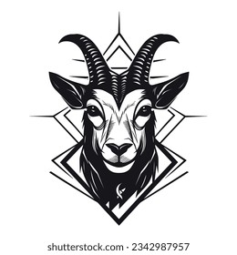 Black And White Goat Head Silhouette