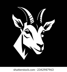 Black And White Goat Head Silhouette