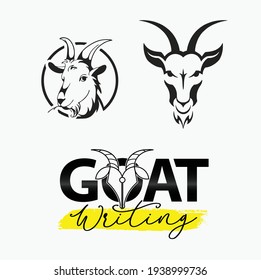 black and white goat logo element