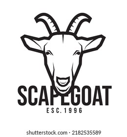 black and white goat logo, front view goat's head icon, goat logo with the words 