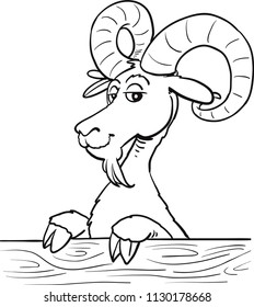 Black and white Goat Mascot,  pose and bring board