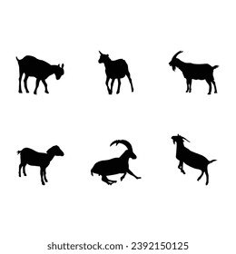 Black and white goat set vector illustration