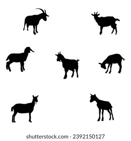 Black and white goat set vector illustration