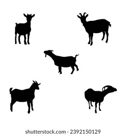 Black and white goat set vector illustration