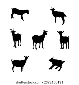 Black and white goat set vector illustration