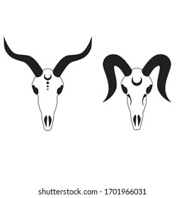 black and white goat skulls gothic icon demon skeleton Satan vector