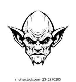 Black And White Goblin Head Silhouette