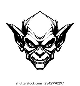 Black And White Goblin Head Silhouette