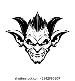 Black And White Goblin Head Silhouette