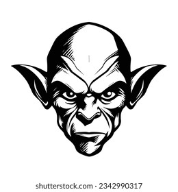 Black And White Goblin Head Silhouette