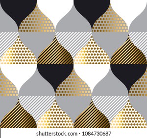 black and white with gold luxury geometry pattern. seamless pattern vector illustration for background, fabric, wrapping paper. stock template design.
