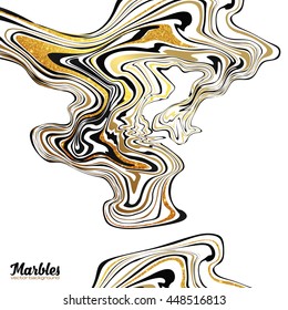 Black, white and gold marble style abstract vector background