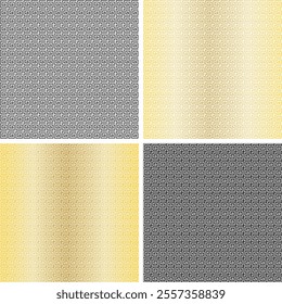 black white gold seamless fretwork patterns
