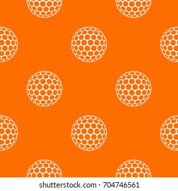 Black and white golf ball pattern repeat seamless in orange color for any design. Vector geometric illustration