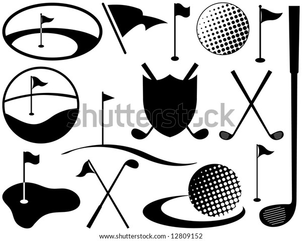 Black White Golf Icons Including Golf Stock Vector (Royalty Free) 12809152