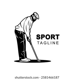 Black and White Golf Sport Mascot Logo