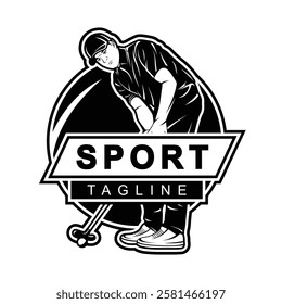 Black and White Golf Sport Mascot Logo