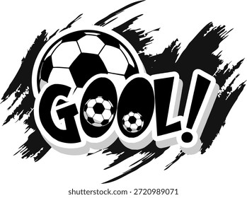 Tipografía de herramientas en blanco y negro con elemento de fondo de pincel de balón de fútbol