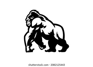 black and white gorilla illustration vector drawing