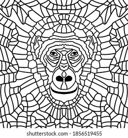 
black and white gorilla. mosaic vector