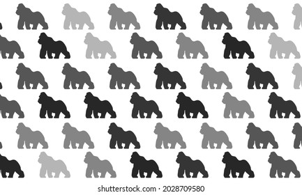 Black and White Gorilla Seamless Pattern Background