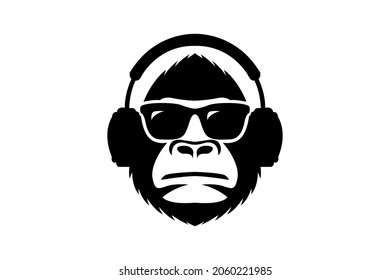 black and white gorilla vector drawing