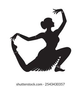 Black and White Graceful Traditional Dancer Silhouette