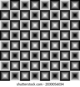 Black And White Gradiant Squares. Vector Checker Cells. From Black To Shite Gradient And Opposite.