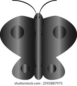 A black and white gradient butterfly with elegantly detailed wings that transition smoothly from deep black at the base to a soft, ethereal white at the edges. 