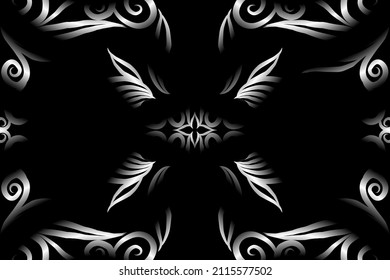 Black and white gradient flower art pattern of traditional batik ethnic  ornament for wallpaper background ads sticker or clothing