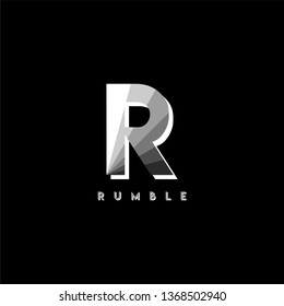black and white gradient R logotype design concept