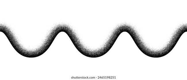 Black and White Gradient Texture Waves. Zigzag Dotted Noise Curve and Wavy Pattern