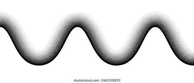 Black and White Gradient Texture Waves. Zigzag Dotted Noise Curve and Wavy Pattern