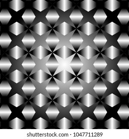 black and white gradient tile pattern mesh net background in vector