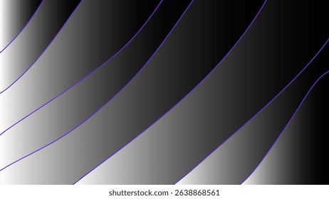 Black and white gradient waves with purple accent lines on abstract background showcasing futuristic minimal tech design